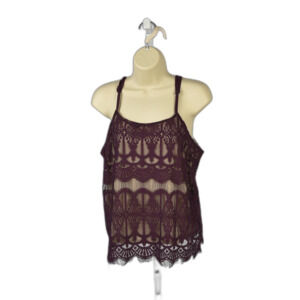 Love Fire Lace Purple Adjustable Spaghetti Strap Hippie Chic Blouse  Size Lg